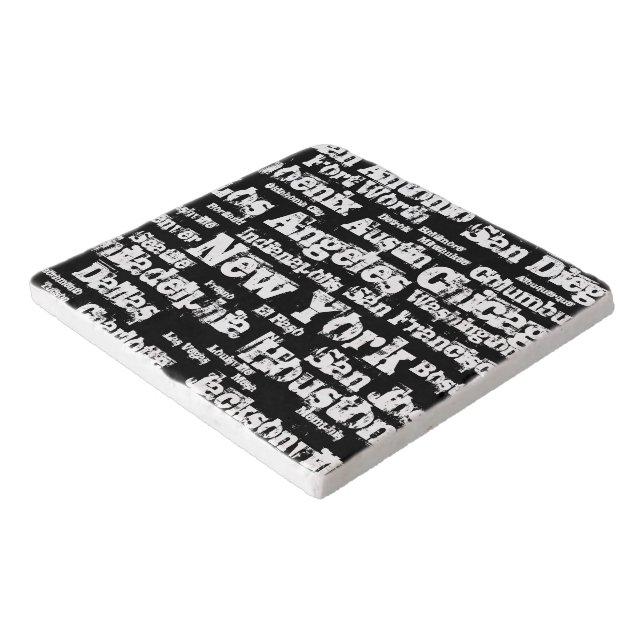 New York Los Angeles Chicago USA Cities Black  Trivet (Corner)