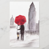 New York love couple with red umbrella (Front)