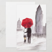 New York love couple with red umbrella (Front/Back)