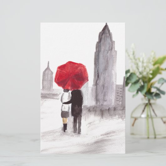 New York love couple with red umbrella (Standing Front)