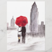 New York love couple with red umbrella (Front)