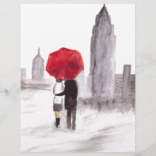 New York love couple with red umbrella (Front)