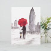New York love couple with red umbrella (Standing Front)