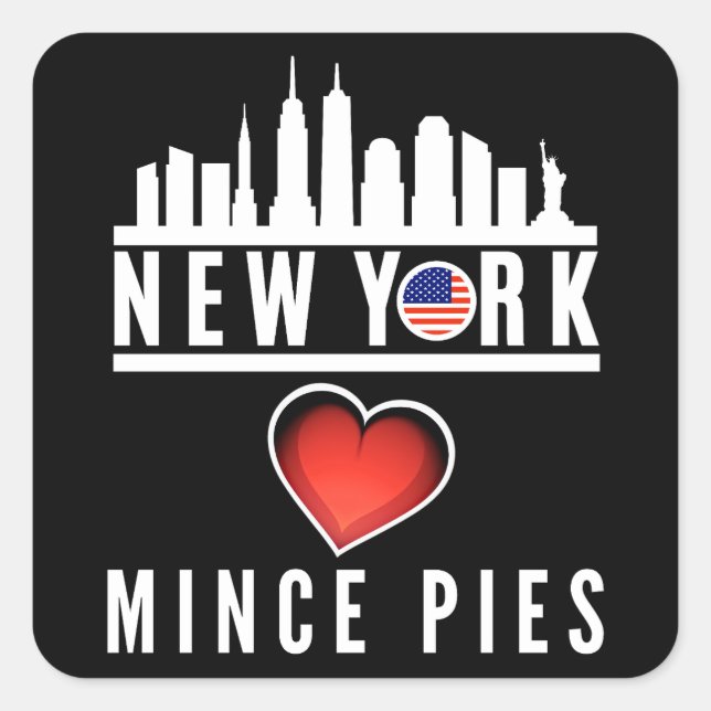 New York Loves Mince Pies Cityscape Square Sticker (Front)