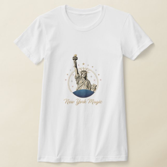 New York Magic T-Shirt - Elegant Statue of Liberty (Laydown)
