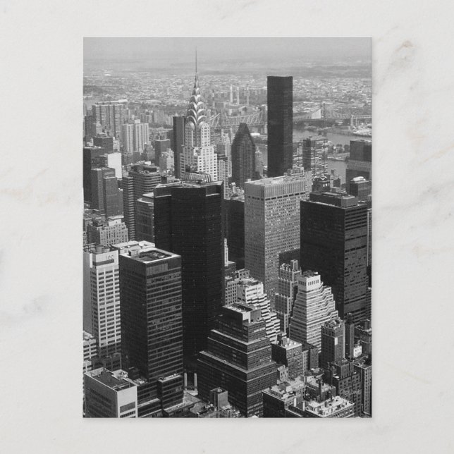 New York, Manhattan Black and White Postcard (Front)