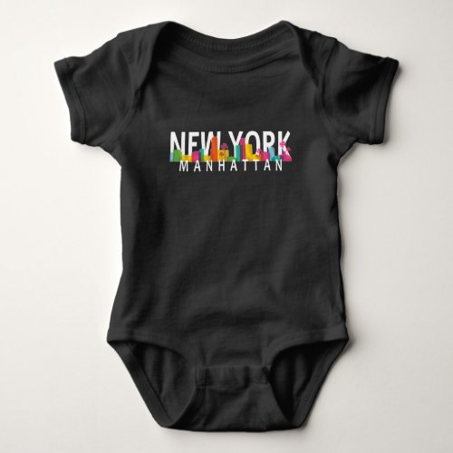 New York Manhattan skyline with palms Baby Bodysuit