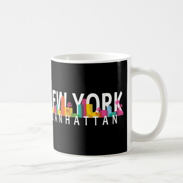 New York Manhattan skyline with palms Coffee Mug (Right)
