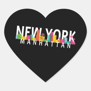 New York Manhattan skyline with palms Heart Sticker