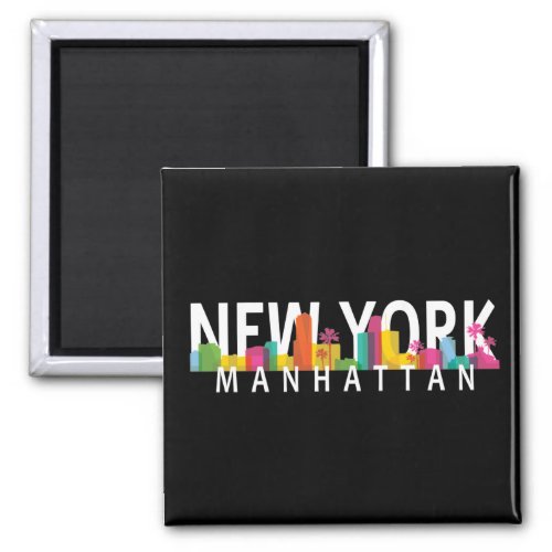 New York Manhattan skyline with palms Magnet