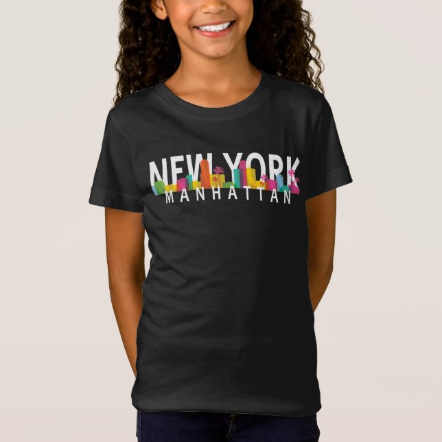 New York Manhattan skyline with palms T-Shirt (Front)