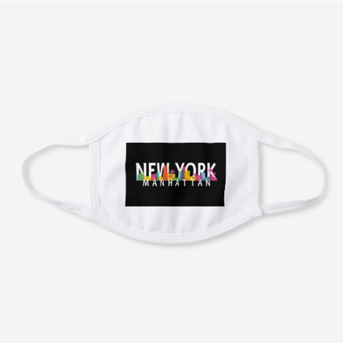 New York Manhattan skyline with palms White Cotton Face Mask