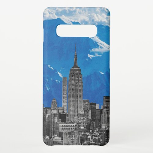 New York Manhattan Skyscrapers with Blue Mountain Samsung Galaxy S10 Case