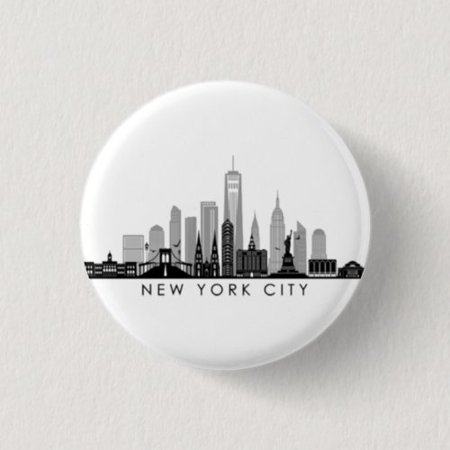 NEW YORK Manhatten USA City Skyline Silhouette Button