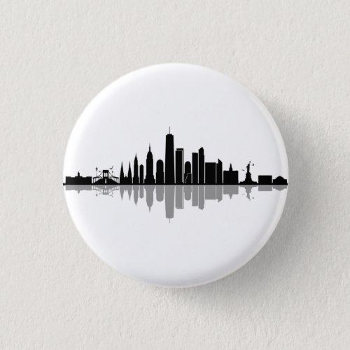 NEW YORK Manhatten USA City Skyline Silhouette Button