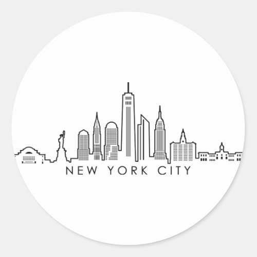 NEW YORK Manhatten USA City Skyline Silhouette Classic Round Sticker