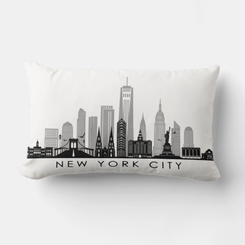 NEW YORK Manhatten USA City Skyline Silhouette Lumbar Pillow