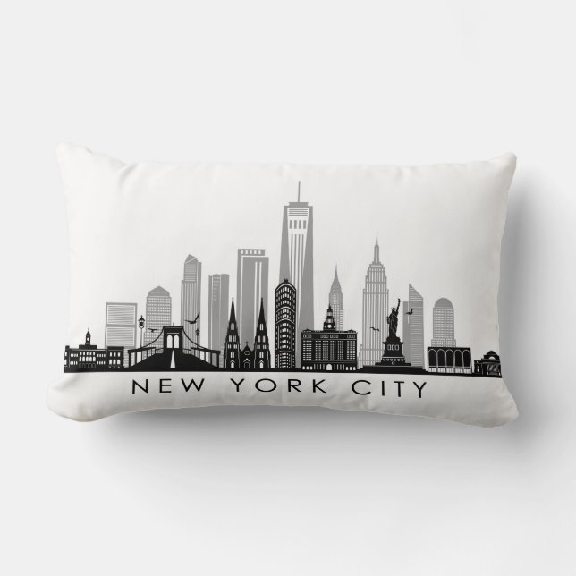 NEW YORK Manhatten USA City Skyline Silhouette Lumbar Pillow (Front)