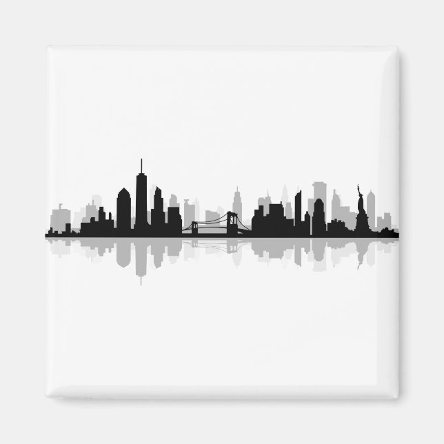 NEW YORK Manhatten USA City Skyline Silhouette Magnet (Front)