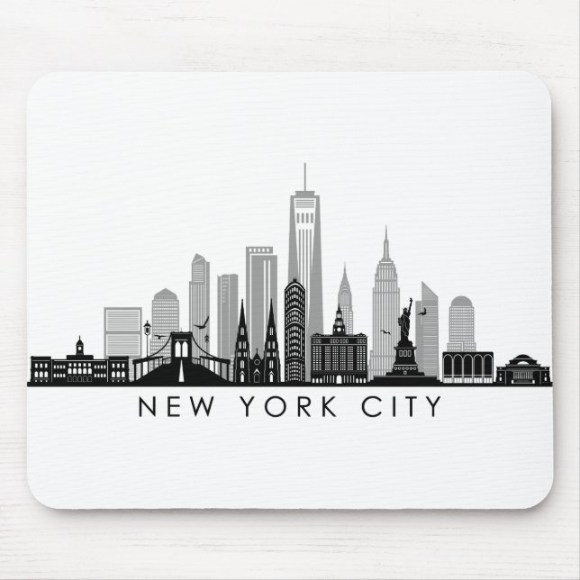 NEW YORK Manhatten USA City Skyline Silhouette Mouse Pad (Front)