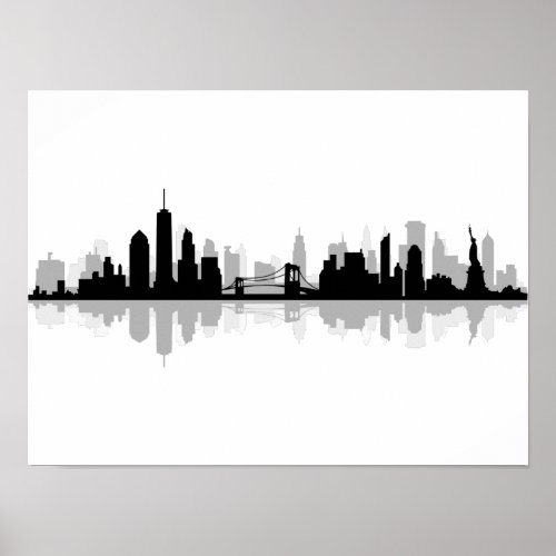 NEW YORK Manhatten USA City Skyline Silhouette Poster