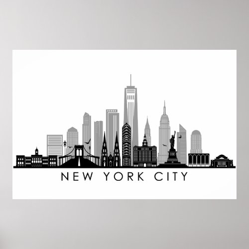 NEW YORK Manhatten USA City Skyline Silhouette Poster