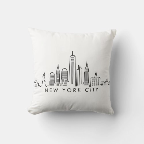 NEW YORK Manhatten USA City Skyline Silhouette Throw Pillow