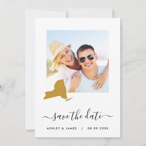 New York Map Photo Wedding Save the Date Card