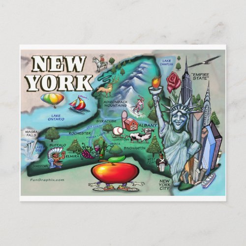 New York Map Postcard