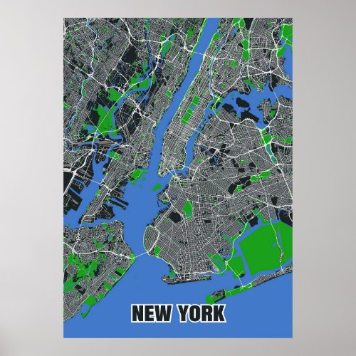 New York Map Poster