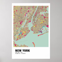 New York Map Poster - New York Colorful Map
