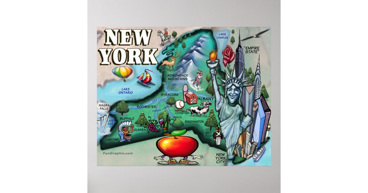 New York Map PRINT | Zazzle.com