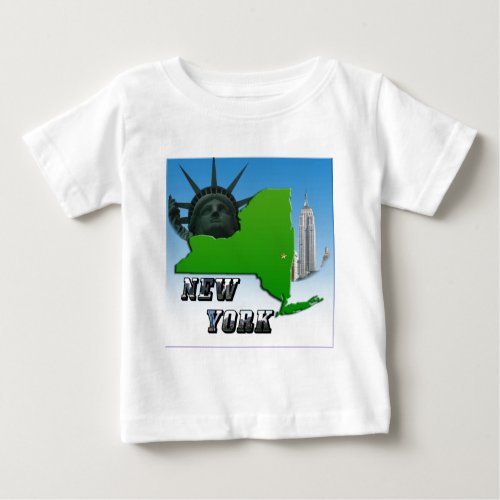 New York Map Statue of Liberty Monument Baby T_Shirt