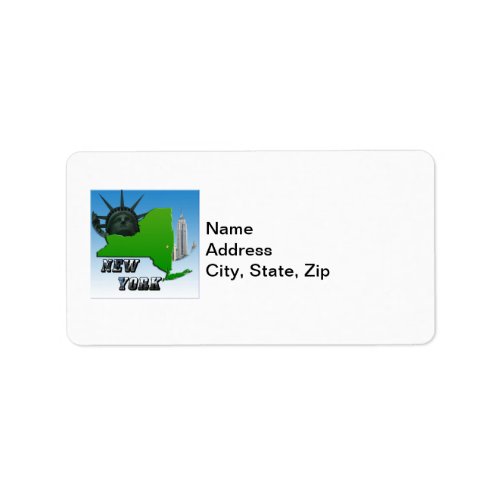 New York Map Statue of Liberty Monument Label