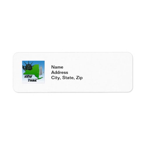 New York Map Statue of Liberty Monument Label