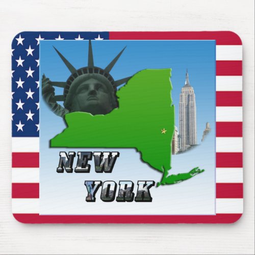 New York Map Statue of Liberty Monument Mouse Pad