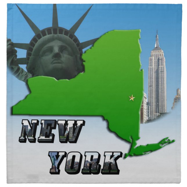 New York Map, Statue of Liberty, Monument Napkin (Front)