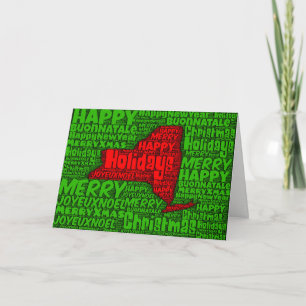 New York Map Word Art Christmas Card Holiday Card