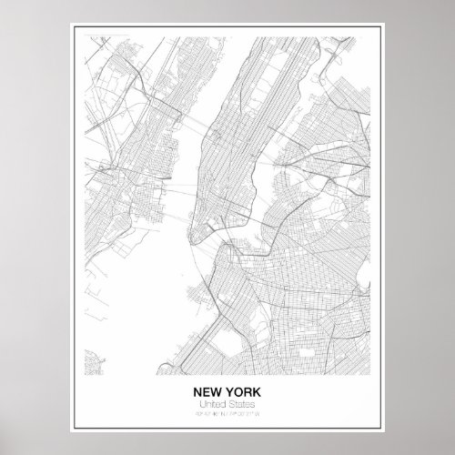 New York Minimalist Map Poster