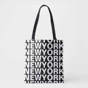 New York modern black and white typography fashion Tote Bag