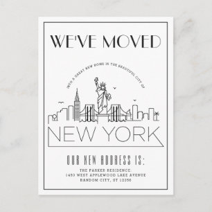 New York Modern Deco   Change of Address Announcement Postcard