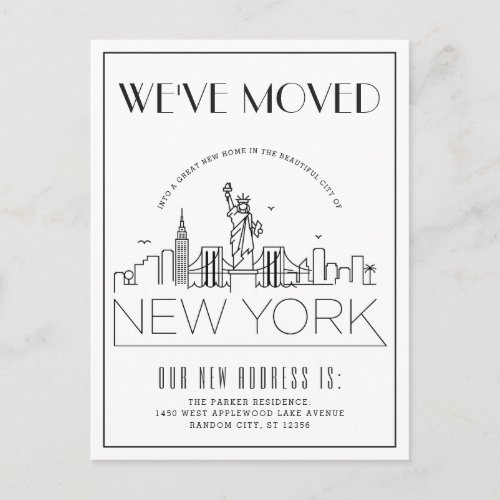 New York Modern Deco  Change of Address Announcement Postcard