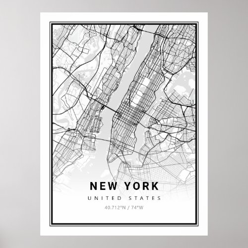 New York Modern Map Poster