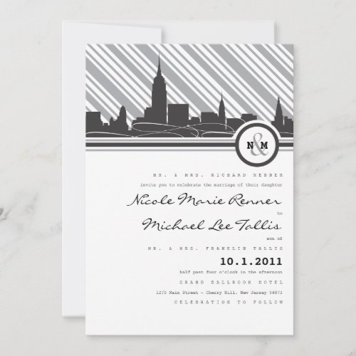 New York Monogram Wedding Invitation
