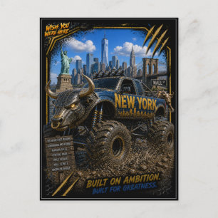 New York Monster Truck Off Road Art Postcard