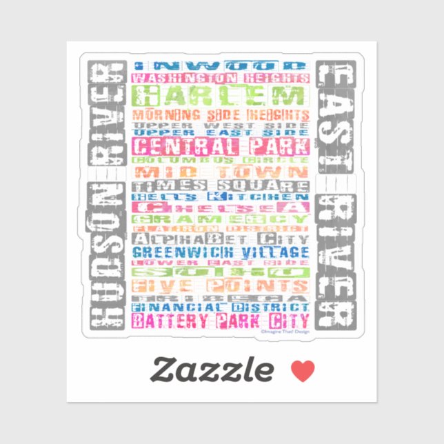 New York Neighborhoods Rainbow Sticker (Sheet)