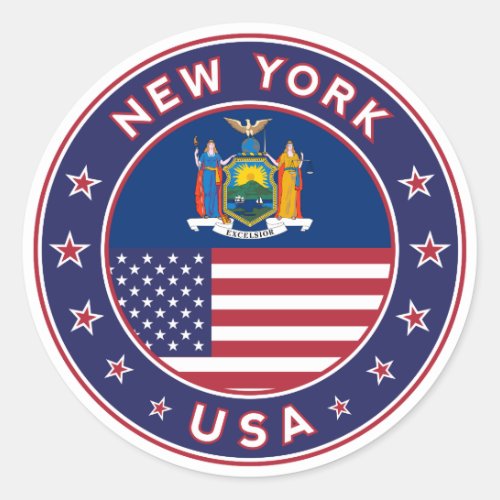 New York New York sticker phone case bag Classic Round Sticker