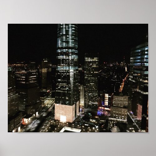 New York Night Downtown NYC Manhattan Skyscrapers Poster