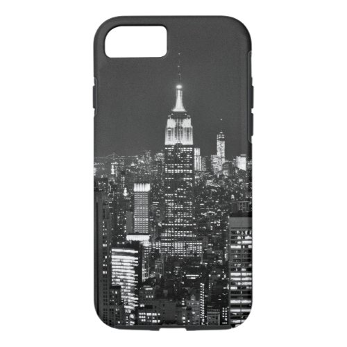 New York night skyline in black and white iPhone 87 Case