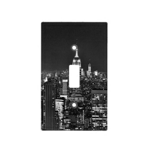 New York night skyline in black and white Light Switch Cover